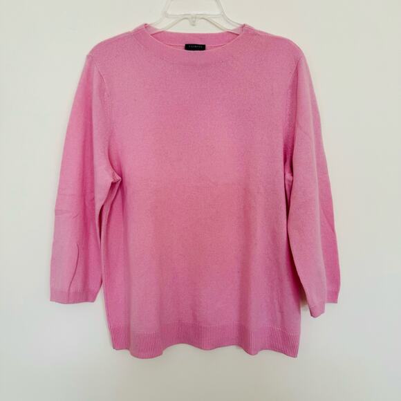 Talbots Womens Cashmere Bubblegum Pink Classic Crewneck Pullover Sweater L or XL - Picture 2 of 9